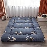 Dremdo Futon Matratze, Gepolsterte Japanische Bodenmatratze Steppbett Matratze Topper, Extra Dicke Faltende Schlafunterlage, Tragbare Schlafsaal Reise Camping Matratze,Blau,180x200cm