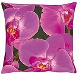 APELT Kissenhülle 4038 Farbe 90, moderner und trendiger Kissenbezug, hochwertige und schicke Zierkissenhülle mit Orchideen-Print in Pink, Größe 49 x 49 cm