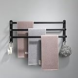 HONPHIER Handtuchhalter Bad 3 Tier Handtuchstange Badezimmer Aluminium Wand-handtuchhalter Handtuchhalter Wandmontage für Badezimmer Küchen Toilette (Schwarz, 50CM)
