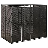 Möbelset Doppel-Mülltonnen-Schuppen schwarz 140x80x117cm Poly Rattan