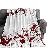 Pinkinco Blutige Halloween grausame Handabdruck-Decken, luxuriöse, gemütliche, warme Flanell-Fleece-Überwurfdecke, Horror-Thema, rot und weiß, Tagesdecke für Couch, Stuhl, Bett, Sofa, Reisen, 127 x