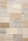 THEKO | Teppich Nakarta aus 100% ungefärbter Schurwolle | mit Muster | handgeknüpft | Farbe: Natur Grau | 190 x 250 cm