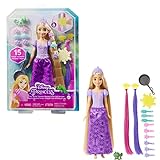 DISNEY Prinzessin Rapunzel - Puppe mit extralangen Haaren und Farbwechsel-Effekt, inklusive Zubehörteilen und Pascal Figur, für Kinder ab 3 Jahren, HLW18