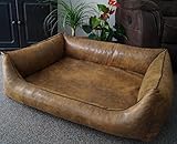 Orthopädisches Hundesofa Hundebett Schlafplatz Wildlederoptik Ortopedico mit Viscoschaum Matratze (115 cm X 95 cm, Amber)