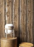 Holztapete in Braun Beige | schöne edle Tapete im Natur-Holz Design | moderne 3D Optik für Wohnzimmer, Schlafzimmer oder Küche inklusive der Newroom-Tapezier-Profibroschüre mit Tipps für perfekteWände