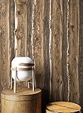 Holztapete in Braun Beige | schöne edle Tapete im Natur-Holz Design | moderne 3D Optik für Wohnzimmer, Schlafzimmer oder Küche inklusive der Newroom-Tapezier-Profibroschüre mit Tipps für perfekteWände