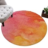 Runder Teppich mit abstrakter Textur, weich, bequem, rund, Zottelteppich, Ombre, Orange, Pink, flauschige Teppiche für Wohnzimmer, Schlafzimmer, Kinderzimmer, 91 cm