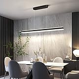 LED Pendelleuchte Schwarz Esstisch Esszimmer Lampen Hängelampe Dimmbar mit Fernbedienung Hängeleuchte Modern Wohnzimmer Küche Hängend Decke Lampe Büro Bar Vintage Hänge Pendellampe