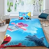 TADALU Sesame Street Bettwäsche 3er Set Mit 3D Bettwäsche-Sets Mikrofaser Cartoon Bettbezüge, Kinder Bettbezug Set Mit Kissenbezug Single（135x200cm）