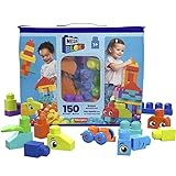 MEGA HHM96 - MEGA BLOKS Bausteinebeutel Deluxe, 150 große und farbenfrohe Bausteine mit einer Aufbewahrungstasche, Konstruktionsspielzeug, Spielzeug-Geschenkset für Kinder ab 1 Jahr