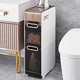 Badezimmer Aufbewahrungsschrank Freistehender Badezimmerschrank Mit Rollen BadezimmerspeicherToilettenschrank Nischenschrank Schiebeschrank Für Bad Küche Eingangsbereich Wohnzimmer Platzsparend