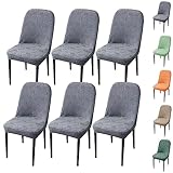 KCCRHIN Dick Jacquard Stuhlbezug 1/2/4/6Er Set Elastische Stuhlhussen Für Esszimmer Waschbarer Abnehmbar Stuhlschutz Stuhlbezug Mit Gebogener Rückenlehne Für Hotel Heimgebrauch,Grey 6pcs