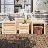 JUNZAI 4-TLG. Gartenbox-Set, Kissenbox Outdoor WassBerdicht, Auflagenbox, Aufbewahrungsbox, Terrassenschrank, Gartentruhe, Gartenkiste, Garten Aufbewahrung, Massivholz Kiefer