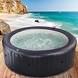 BRAST Whirlpool aufblasbar MSpa Carlton für 6 Personen Ø204x70cm In- Outdoor Pool 125 Massagedüsen Timer Heizung Aufblasfunktion per Knopfdruck Bubble Spa Wellness Massage