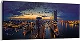 Service21 XXL Leinwandbild auf Holzkeilrahmen Wandbild in verschiedenen Größen, Hamburg Skyline, Bergpanorama, Landschaft, Sonnen, Strand, Wasser, Fotografie Wandbild Einteilig Querformat (150x50)