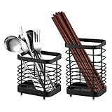 Suuwwn Metall Modern Besteck Halter,2 Stück Arbeitsplatte Besteck Korb Küchenutensilien Halter Edelstahl Besteck Halter Spüle Organiser Zubehör für Lagerung Küchenutensilien