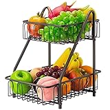 Obstkorb 2 Tier Obstschale Brotkorb Gemüsegestell für Obst, Gemüse, Snacks, Zuhause, Küche Lagerung, Bronze