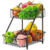 Obstkorb 2 Tier Obstschale Brotkorb Gemüsegestell für Obst, Gemüse, Snacks, Zuhause, Küche Lagerung, Bronze