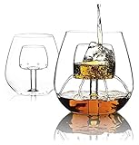 FURLOU Whisky Decantador 18 Oz Rotweinglas, Weinglas mit eingebauter Belüftung, Kelche ohne Stiel, Weinbelüfter, Kristallglas, professionelle Dekanter for Weinproben Nüchternheit
