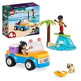 LEGO 41725 Friends Strandbuggy-Spaß Set mit Spielzeug-Auto, Surfbrett, Mini-Puppen sowie Delfin- und Hunde-Tierfiguren, Sommer-Spielset für Kinder, Mädchen und Jungen ab 4 Jahren