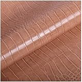 SAVAAL Leder Stoff Braun Kunstleder Lederimitat Meterware Dicke 1.0mm Lederstoff Möbelstoff Polsterstoff Bezugsstoff Lederoptik Breite 138cm，Stoff Mit Krokodilmuster(Size:5M)