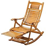 NOALED Sonnenliege Zero Gravity Chair Klappstühle, Liegende Sonnenliege, Gartenschaukelstuhl Multifunktionaler Nickerchenstuhl, mit Fußmassagerad Bambus-Loungesessel