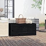 Festnight Auflagenbox Holz Garten Gartenbox Schwarz Gartentruhe Holz Outdoor Kissenbox Garten Gartenbox Aufbewahrungsbox Truhenbank Kissentruhe Tischtruhe Outdoor 101x50,5x46,5 cm Massivholz Kiefer