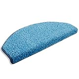 Floordirekt Stufenmatten Treppenmatten Shaggy - Venus Halbrund 10 Aktuelle Farben SparSet 15 Stck. (blau)