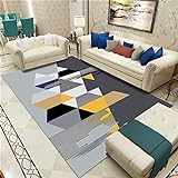 deko küche Teppich waschbar Graugelber geometrischer Muster Schlafzimmer Teppich lässig schmutz-und rutsch fest weicher Teppich 200X250CM