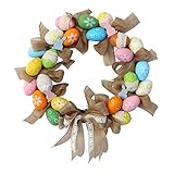 Willkommens Kranz Deko zum Aufhängen Türkranz Osterei Schleifenkranz Western Style Osterei Hase Festival Deko Türdeko Hängedeko 40cm Osterkranz mit Eiern Kaninchen Kranz die Haustür