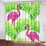 NUYSP Gardinen Flamingo Schallschutz Polyester Vorhang Dschungelblätter Mädchen Jugendzimmer Wohnzimmer B 234 X H 137 cm Verdunkelung Vorhänge mit ösen