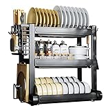 3-stufiges Küchenschüsselregal, Abflussregal, Schrankregal, multifunktionale Aufbewahrungsbox für Schüsseln, Essstäbchen und Geschirr auf der Arbeitsplatte zu Hause, 52 * 27 * 43/55,5 cm