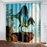 Vorhang Wärmeisolierend 3D Pflanze Tier Horror Drache 2 Set 200x214 Cm Verdunklungsvorhänge, Dicke Und Schwere Vorhänge Kälteschutz Thermovorhang Mit Ösen, Blickdichte Gardinen Schlafzimme Wohnzimme