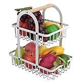 ASIORI Obstschale, Obstkorbhalter, 2 Etagen, Küche, Obstkorb, Ständer, Theke, Obst, Gemüse, Snacks, Cupcakes, Organizer, Präsentationsaufbewahrung (Farbe: Weiß, Größe: B)