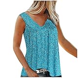 KGLHTYU Elegante Basic Oberteile Camisole Weste Bluse Ärmelloses Sport Unterhemd Modisch Slim Fit Sommerweste Tank Top Knopfleiste Damen Farbverlauf Crop Tops Sommer Oberteil Tunika,A56-blau,4XL