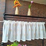 FBITE Schlafzimmer Fenster Kurze Vorhänge Kleine Fenster Bloße Cafévorhänge Küchenvaltigkeit Für Fenster Weiß Gestickt/51,2 (W)*55 (L) In (130 * 100 Cm)
