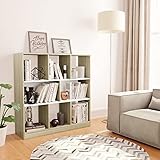 BULANED Bücherregal, Bookshelf, Regalbrett, Book Shelf, Bücher Regal, Deko Regal Wohnzimmer, Standregal, Weiß und Sonoma-Eiche 97,5×29,5×100 cm Spanplatte