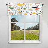 TropicalLife Niedlicher Küchen-Thema-Vorhang für Fenster, kleiner Vorhang, halbe Fenstervorhänge mit Stangentasche für Café, Badezimmer, Küche, Wohnzimmer, Dekor, 152 x 45 cm