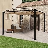 ZEYUAN Pavillon mit Lamellendach, Faltpavillon, Pergola, Partyzelt, Standmarkise, Sonnenzelt, Garten Pavillion, Grillpavillon,3x3 m Taupe Stoff und Aluminium