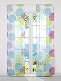 ESLIR 2er Set Flächenvorhänge Schiebegardinen Voile Gardinen mit Klettband Schiebevorhang mit Klettschiene Transparent Vorhang Kreis Muster Bunt BxH 57x145cm 2 Stück
