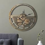 Große Mechanische Wanduhr im Vintage-Stil, Wall Clock Grosse Rund Industrial Metall Zahnrad Wanduhr Geräuschlos/Nicht Tickend/Batteriebetrieben Lautlos Quarzuhr für Büro Wohnzimmer