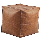 LIULA Quadratisch Sitzpouf PU-Leder Pouf hocker Interne Füllung aus EPS-Partikeln für Zuhause Wohnzimmer Umkleidekabine Schlafzimmer Büro schuhbank sitzbank(Color:Braun)