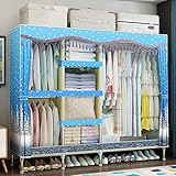 WIQUYBML Kleiderschränke aus Segeltuchstoff, tragbarer Kleiderschrank, 25 mm Dickes Stahlrohr mit Hängestangen und Kleiderregalen, faltbar, zum Aufbewahren von Kleidung, Schuhen, Spielzeug,
