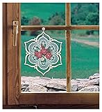 DEMASol Fensterbild Blüten im Holzrahmen in brombeer 19 x 20 cm (BxH) echte Plauener Spitze mit erzgebirgischer Holzkunst inkl. Saughaken