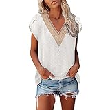 Sommeroberteile Für Frauen Tredy Bekleidung Damen Hellblaue Bluse Frauen Tshirt WeißE Bluse Damen Kurzarm Neckholder Bluse Shirt Sterne Damen T-Shirts Für 3-Weiß XXL