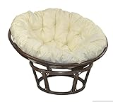 ALIDAM Rattansessel Gartensessel Rattansessel Sessel rund Ø 110cm braun inkl Kissen Rattansessel Relaxsessel Korbsessel Balkonstuhl Garten MöBel Gartenlounge Rattansessel