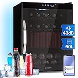 Klarstein Kühlschrank 60L, Kleiner Kühlschrank mit Herausnehmbare Ablagen, Leiser Mini Kühlschrank mit Glastür & IoT/App, Getränkekühlschrank Klein, Outdoor Geeignet, Biersafe für Flaschen, 3-18°C