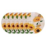Runde Tischsets 6er Set Platzsets Waschbar Langlebig Rutschfest Wasserdicht Sonnenblumen Tischsets für Outdoor Indoor Home Küche Esstisch
