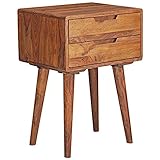 FineBuy Nachtkonsole 47 x 66 x 36 cm FB51403 Sheesham Nachttisch Boxspringbett | Nachtkästchen 2 Schubladen Landhausstil | Nachtkommode Bett Massivholz Bett | Nachtschrank modern Nachtkasten braun