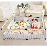 DLLY Laufstall Baby Faltbar, 110x110cm 150x180cm 160x200cm Baby Laufgitter, Babyzaun Aus Holz, Aktivitäts Laufstall Für Kleinkinder, Großer Laufgitter Für Babys/Kleinkinder,110x110cm